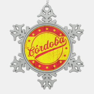 Global Traveller - Córdoba, Spanien Schneeflocken Zinn-Ornament