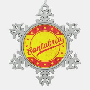 Global Traveller - Kantabrien, Spanien Schneeflocken Zinn-Ornament