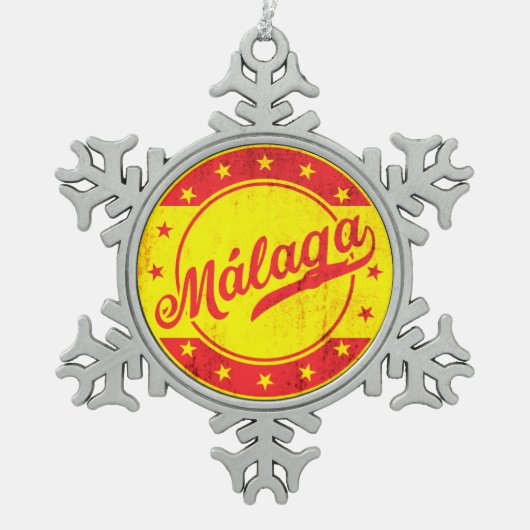 Global Traveller - Malaga, Spanien Schneeflocken Zinn-Ornament (Vorderseite)