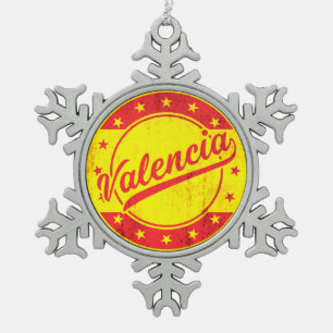 Global Traveller - Valencia, Spanien Schneeflocken Zinn-Ornament
