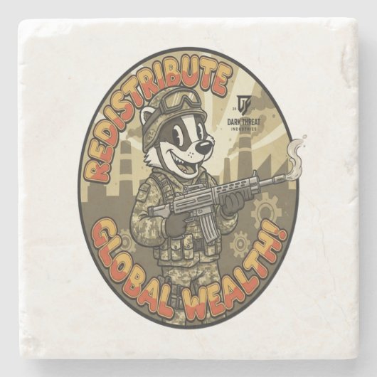 Global Wealth Badger Stone Coaster Steinuntersetzer (Vorderseite)