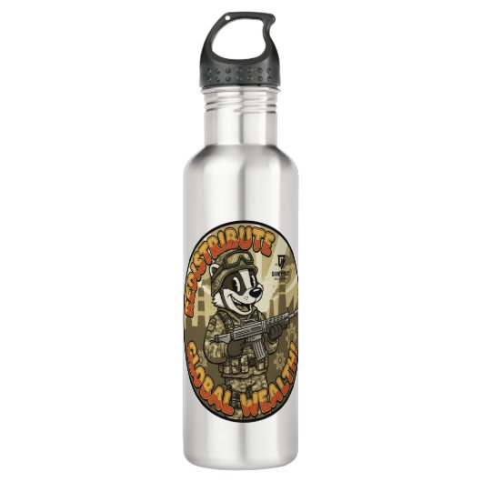 Global Wealth Badger Water Bottle Edelstahlflasche (Vorderseite)