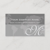 Globale berufliche elegante Monogramm-Weltkarte Visitenkarte (Rückseite)