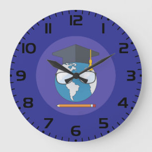Globale Bildung Abschlusskappe Erde Intelligenter Große Wanduhr