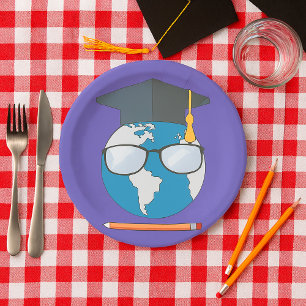 Globale Bildung Abschlusskappe Erde Intelligenter  Pappteller