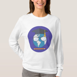 Globale Bildung Abschlusskappe Erde Intelligenter T-Shirt