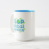 Globale Erwärmung stoppen Zweifarbige Tasse (Vorderseite Links)