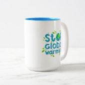 Globale Erwärmung stoppen Zweifarbige Tasse (VorderseiteRechts)