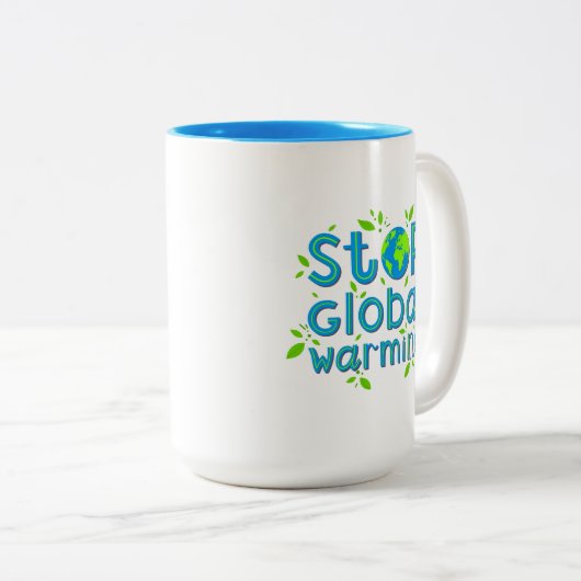 Globale Erwärmung stoppen Zweifarbige Tasse (VorderseiteRechts)