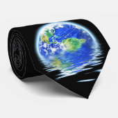 Globale Erwärmung überschwemmte Erdillustration Krawatte (Gerollt)