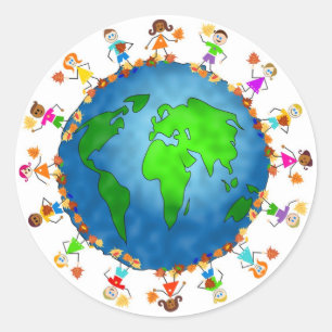 Globale Fall-Kinder Runder Aufkleber