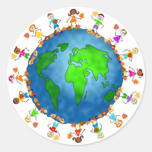 Globale Fallkinder Runder Aufkleber (Vorderseite)