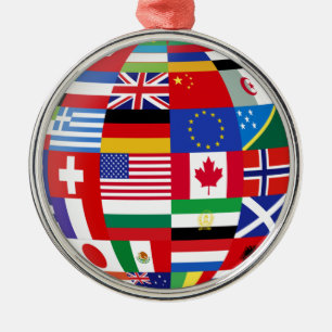 Globale Flaggen Andenken Weihnachtsbaumschmuck Ornament Aus Metall