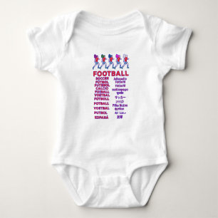 Globale Frauenfußball-Mehrsprachige Namen Sportfan Baby Strampler