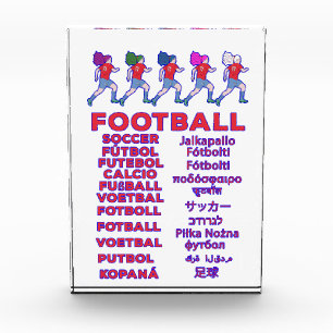 Globale Frauenfußball-Mehrsprachige Namen Sportfan Fotoblock