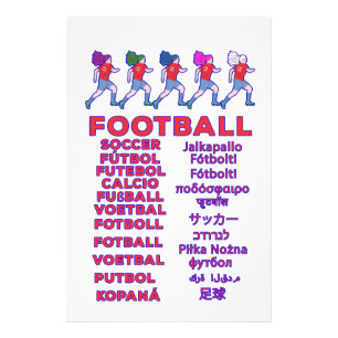 Globale Frauenfußball-Mehrsprachige Namen Sportfan Fotodruck