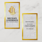 Globale Gebäude | Marmor | Goldgrenze Visitenkarte (Vorne/Hinten)