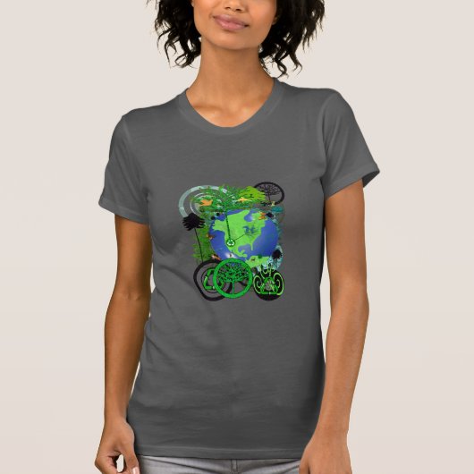 Globale Gerecycelt Bäume Kontinente Erde T-Shirt (Vorderseite)