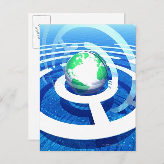 Globale Kommunikation, konzeptioneller Computer 2 Postkarte (Vorne/Hinten)