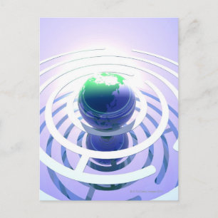 Globale Kommunikation, konzeptioneller Computer Postkarte