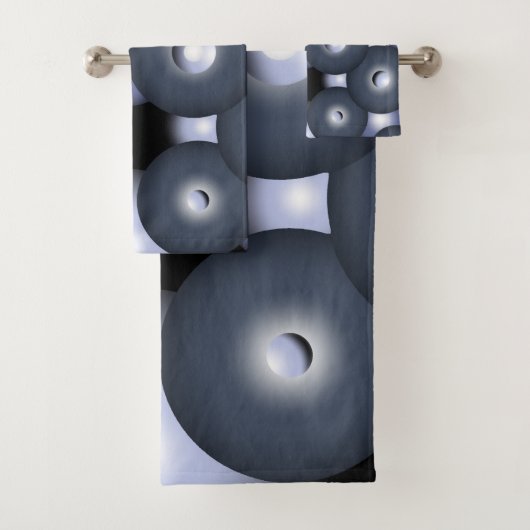 Globale konzentrische Zirkel-Orbitalkunst Abstrakt Badhandtuch Set (Insitu)