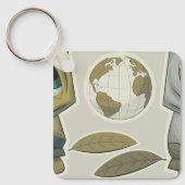 Globale Kreaturen auf der Erde stehen vor dem Schl Schlüsselanhänger (Vorderseite)