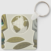 Globale Kreaturen auf der Erde stehen vor dem Schl Schlüsselanhänger (Rückseite)