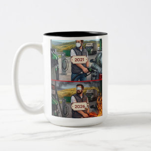 Globale Krisenedition - Satire über Kraftstoff & I Zweifarbige Tasse