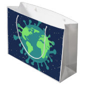 Globale Pandemie (Viruspartikeln) (Virusinfektion) Große Geschenktüte (Rückseite Schrägansicht)