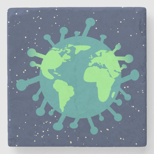 Globale Pandemie (Viruspartikeln) (Virusinfektion) Steinuntersetzer (Vorderseite)