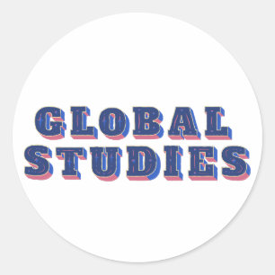 Globale Studien mit blauen Buchstaben Runder Aufkleber
