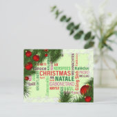 Globale Weihnachtsbaumwünsche Feiertagspostkarte (Stehend Vorderseite)