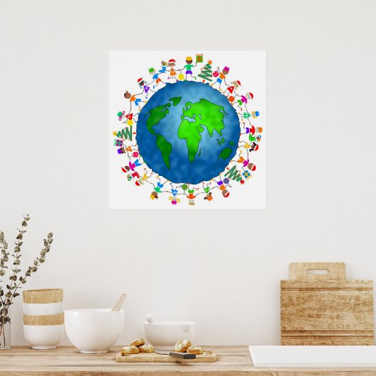 Globale Weihnachtskinder Poster (Küche)