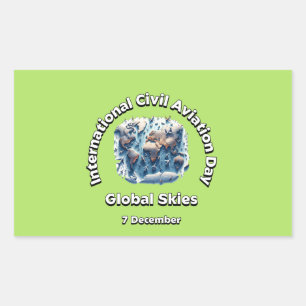 Globaler Himmel. Internationaler Tag der Zivilen L Rechteckiger Aufkleber