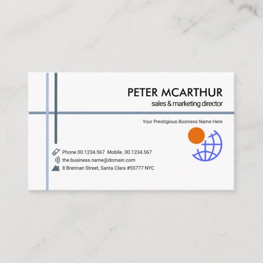 Globaler Import von Minimalistischen Blauen Linien Visitenkarte (Vorderseite)