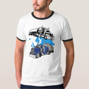 Globaler Transport-Tankwagen und blauer Sattelzug T-Shirt