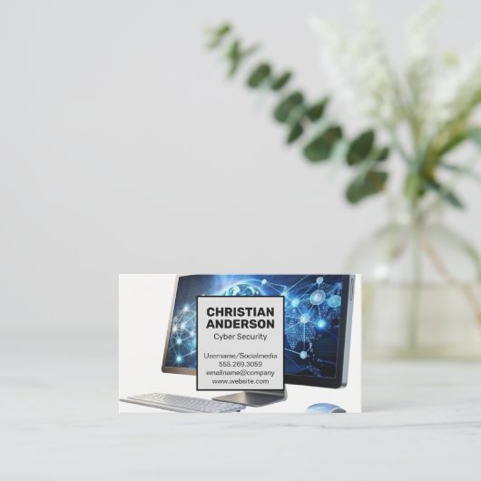 Globales Computernetzwerk | Technischer Support Visitenkarte (Stehend Vorderseite)