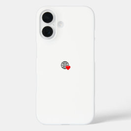 Globales Mitgefühl - Minimalistisches Heart & Glob iPhone 16 Hülle