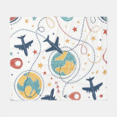 Globales Reiseflugmuster (1) Fleecedecke (Vorderseite (Horizontal))
