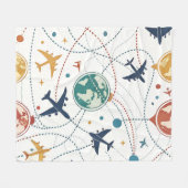 Globales Reiseflugmuster (2) Fleecedecke (Vorderseite (Horizontal))
