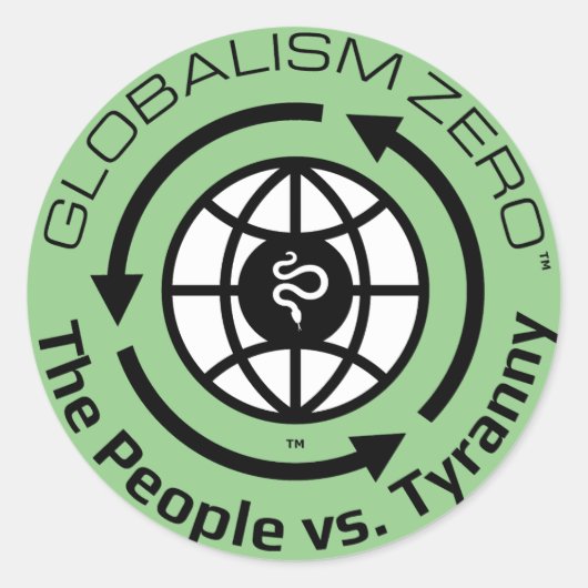 Globalism Zero™ Black Circle mit dem weißen Logo Runder Aufkleber (Vorderseite)