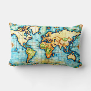 Globe Antike Karte Erde Atlas Lumbar Pillow Lendenkissen