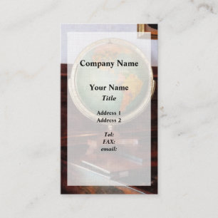 Globe auf Piano Visitenkarte