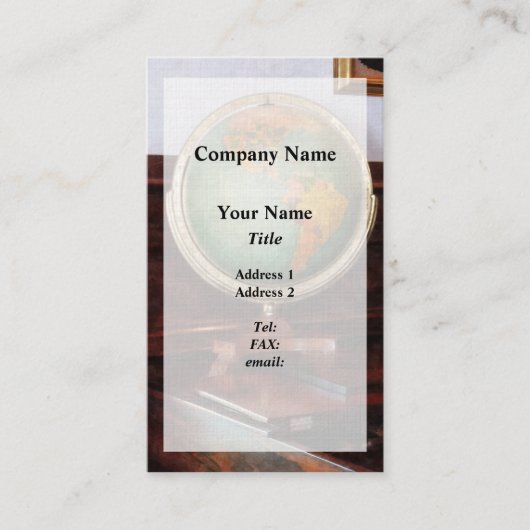 Globe auf Piano Visitenkarte (Vorderseite)