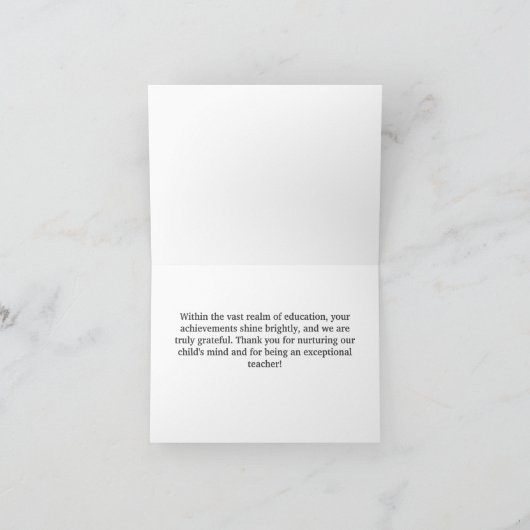 Globe & Book Teacher's Appreciation Day Dankeskarte (Innenseite)