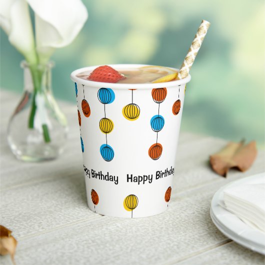 Globe Chain Happy Birthday Papier Cup Pappbecher (In Situ)
