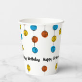 Globe Chain Happy Birthday Papier Cup Pappbecher (Rückseite)