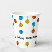 Globe Chain Happy Birthday Papier Cup Pappbecher (Vorderseite)