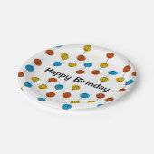 Globe Chain Happy Birthday Round Pappteller (Schrägansicht)