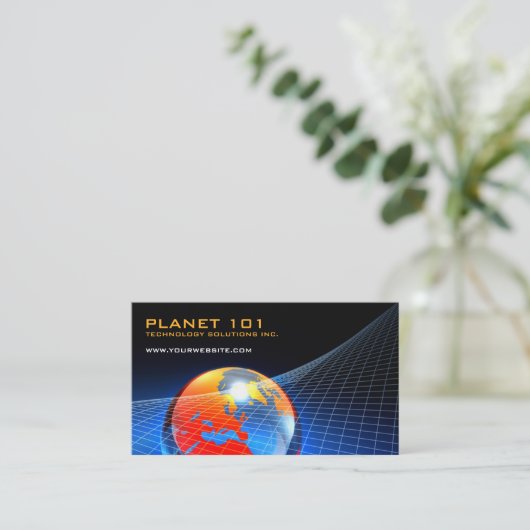 Globe Grid Business Card Visitenkarte (Stehend Vorderseite)